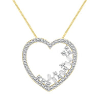 LADIES PENDANT 0.50CT ROUND/BAGUETTE DIAMOND 10K YELLOW GOLD