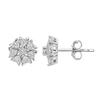 LADIES EARRINGS 0.10CT ROUND DIAMOND STERLING SILVER/WHITE GOLD