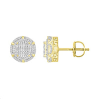LADIES EARRINGS 0.50CT ROUND/BAGUETTE DIAMOND 10K YELLOW GOLD