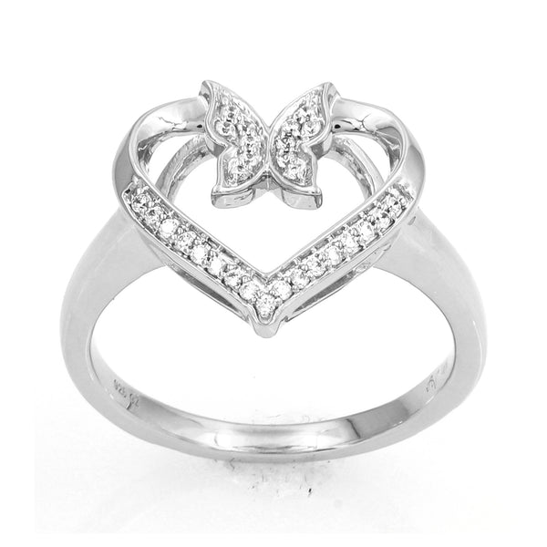 LADIES RING 0.10CT ROUND DIAMOND 10K WHITE GOLD