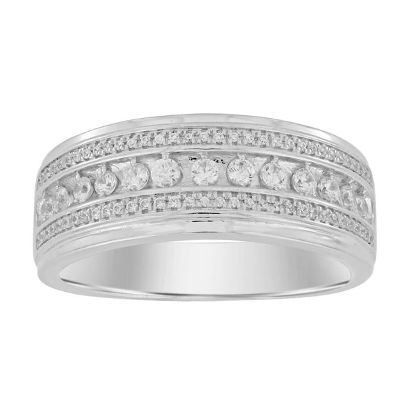 MEN'S BAND 0.50CT ROUND DIAMOND 10K WHITE GOLD