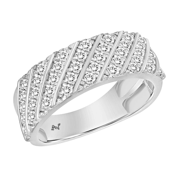 MEN'S BAND 1.00CT ROUND DIAMOND 10K WHITE GOLD