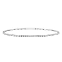 LADIES FULL FLEXIBLE BANGLE 2.00CT ROUND DIAMOND 14K WHITE GOLD