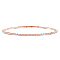 LADIES HALF FLEXIBLE BANGLE 1.00CT ROUND DIAMOND 14K ROSE GOLD