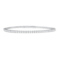 LADIES SEMI MOUNT HALF FLEXIBLE BANGLE 1.00CT ROUND DIAMOND 14K WHITE GOLD