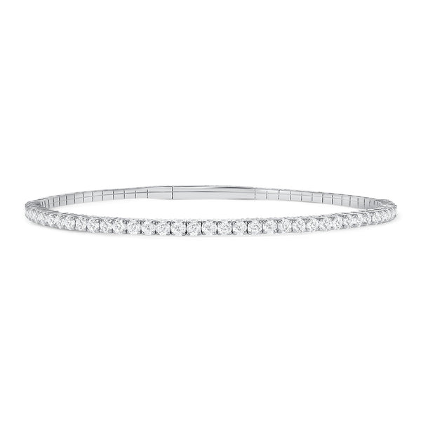 LADIES SEMI MOUNT HALF FLEXIBLE BANGLE 1.00CT ROUND DIAMOND 14K WHITE GOLD