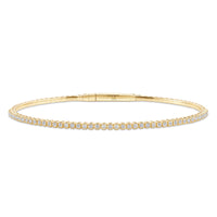 LADIES HALF FLEXIBLE BANGLE 1.00CT ROUND DIAMOND 14K YELLOW GOLD