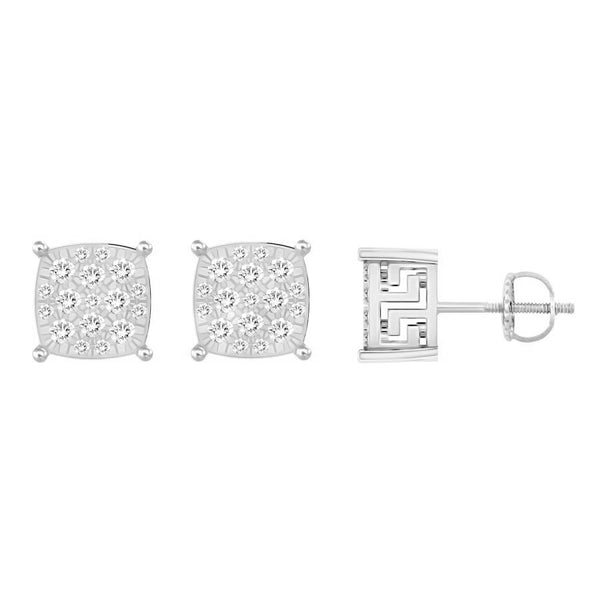 LADIES EARRINGS 1.50CT ROUND DIAMOND 14K WHITE GOLD