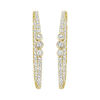 LADIES HOOP EARRINGS 1.50CT ROUND DIAMOND 14K YELLOW GOLD