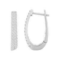 LADIES HOOP EARRINGS 0.50CT ROUND DIAMOND 14K WHITE GOLD