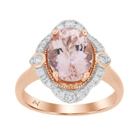 LADIES RING 2.50CT ROUND DIAMOND 14K ROSE GOLD (CENTER STONE 0.50 CT OVAL DIAMOND)