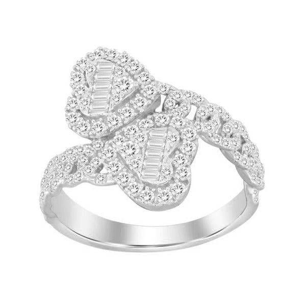 LADIES BAND 0.75CT ROUND/BAGUETTE DIAMOND 14K WHITE GOLD (SI QUALITY)
