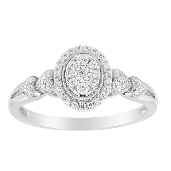 LADIES RING 0.25CT ROUND DIAMOND 14K WHITE GOLD