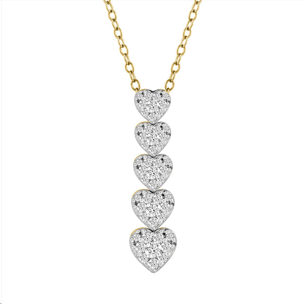LADIES PENDANT WITH CHAIN 0.50CT ROUND DIAMOND 14K YELLOW GOLD (SI QUALITY)
