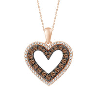 LADIES PENDANT WITH CHAIN 0.25CT ROUND/DARK BROWN DIAMOND 14K ROSE GOLD