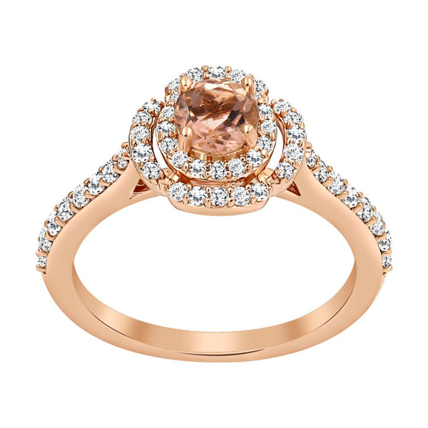 LADIES RING 1.00CT ROUND DIAMOND 14K ROSE GOLD