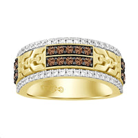 MEN'S BAND 1.00CT ROUND/DARK BROWN DIAMOND 10K YELLOW GOLD