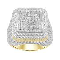 MEN'S RING 3.25CT ROUND DIAMOND 10K YELLOW GOLD