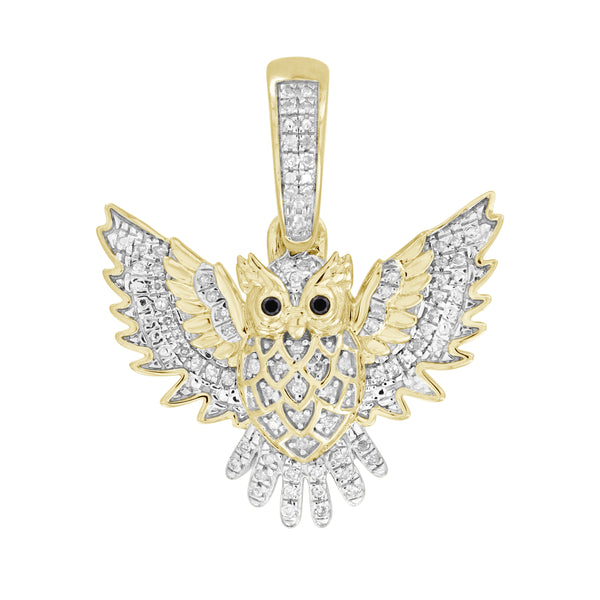 MEN'S PENDANT 0.16CT ROUND/BLACK DIAMOND 10K YELLOW GOLD