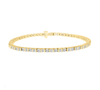 LADIES BRACELET 2.00CT ROUND/BAGUETTE DIAMOND 14K YELLOW GOLD