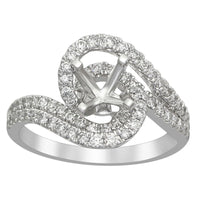 LADIES RING SEMI MOUNT 0.55CT ROUND DIAMOND 14K WHITE GOLD
