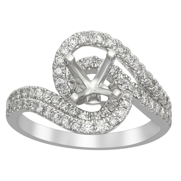 LADIES RING SEMI MOUNT 0.55CT ROUND DIAMOND 14K WHITE GOLD