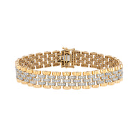 MEN'S  BRACELET 2.50CT ROUND DIAMOND 10K YELLOW GOLD