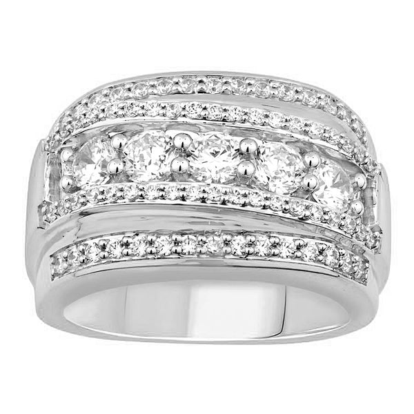 MEN'S BAND 2.00CT ROUND DIAMOND 14K WHITE GOLD