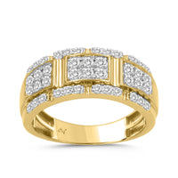 MEN'S RING 1.00CT ROUND DIAMOND 14K YELLOW GOLD