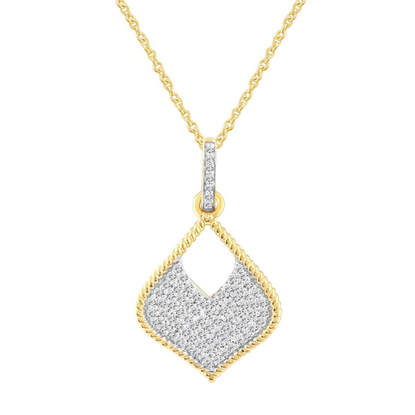 LADIES PENDANT WITH CHAIN 0.12CT ROUND DIAMOND 10K YELLOW GOLD