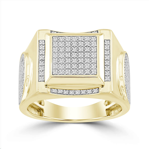 MEN'S RING 0.25CT ROUND DIAMOND 10K YELLOW GOLD