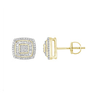 LADIES EARRINGS 0.33CT ROUND/BAGUETTE DIAMOND 10K YELLOW GOLD
