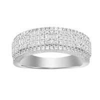 MEN'S BAND 1.00CT ROUND/BAGUETTE DIAMOND 14K WHITE GOLD