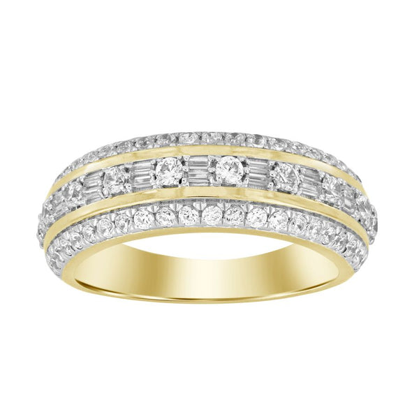 MEN'S BAND 1.00CT ROUND/BAGUETTE DIAMOND 14K YELLOW GOLD