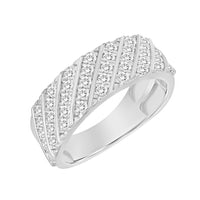 MEN'S BAND 1.00CT ROUND DIAMOND 14K WHITE GOLD (SI QUALITY)