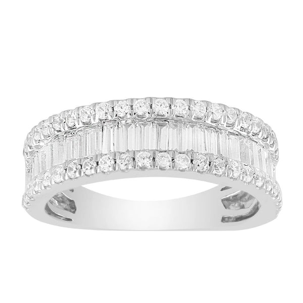 LADIES BAND 1.00CT ROUND/BAGUETTE DIAMOND 14K WHITE GOLD