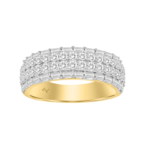 MEN'S  BAND 1.50CT ROUND/BAGUETTE DIAMOND 14K YELLOW GOLD