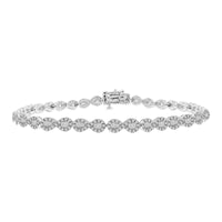 LADIES BRACELET 1.00CT ROUND/BAGUETTE DIAMOND 14K WHITE GOLD (SI QUALITY)