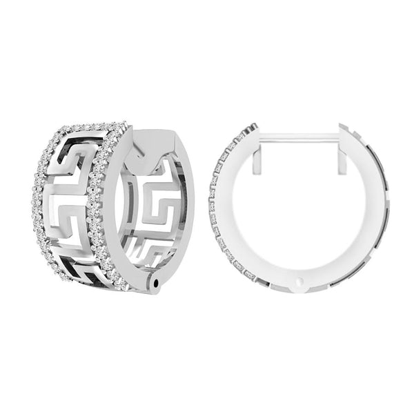 MEN'S HUGGIES EARRINGS 0.20CT ROUND DIAMOND 14K WHITE GOLD