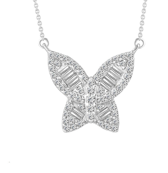 LADIES BAND 1.00CT ROUND/BAGUETTE DIAMOND 14K WHITE GOLD