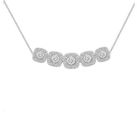 LADIES NECKLACE 1.00CT ROUND/BAGUETTE DIAMOND 14K WHITE GOLD