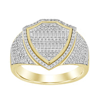 MEN'S  RING 0.75CT ROUND/BAGUETTE DIAMOND 10K YELLOW GOLD