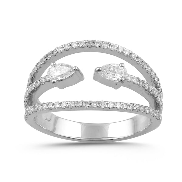 LADIES BAND 0.75CT ROUND/PEAR DIAMOND 14K WHITE GOLD