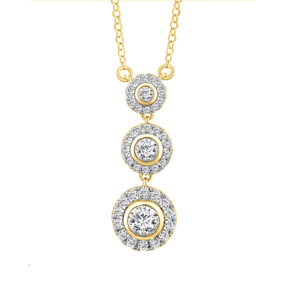 LADIES SEMI MOUNT NECKLACE 1.00CT ROUND DIAMOND 14K YELLOW GOLD