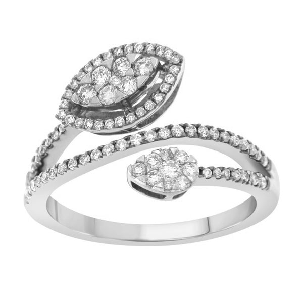 LADIES RING 0.50CT ROUND DIAMOND 14K WHITE GOLD