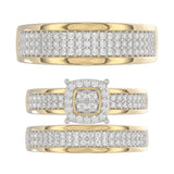 LADIES TRIO SET 1.00CT ROUND DIAMOND 10K YELLOW GOLD