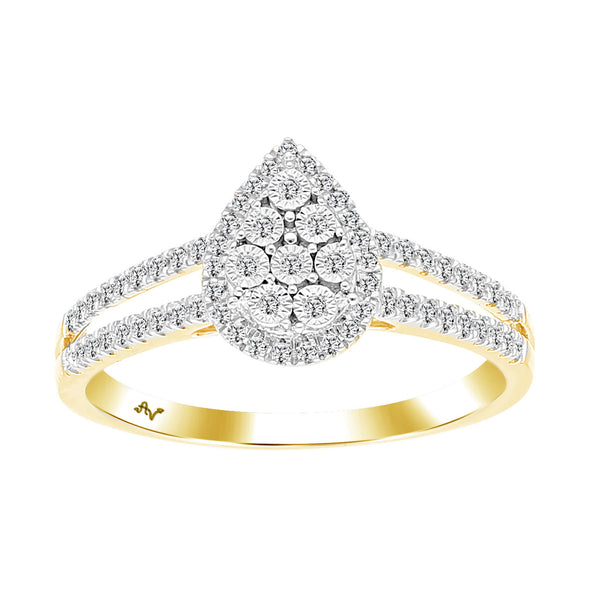 LADIES RING 0.25CT ROUND DIAMOND 10K YELLOW GOLD