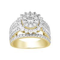 LADIES RING 2.00CT ROUND/BAGUETTE DIAMOND 10K YELLOW GOLD