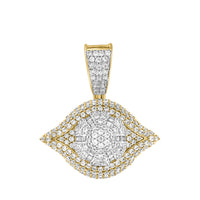 MEN'S CHARM PENDANT 1.50CT ROUND/BAGUETTE DIAMOND 10K YELLOW GOLD