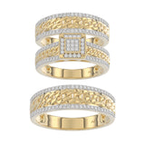 LADIES TRIOS SET 0.50CT ROUND DIAMOND 10K YELLOW GOLD